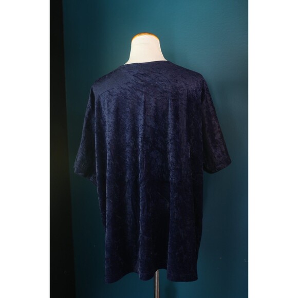 Vintage 90s Y2K TR Bentley Plus Midnight Blue Crushed Velvet Whimsigoth Top 2X - Picture 6 of 7